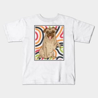 Cute and Colorful Portrait of a Pug Dog // Adorable Pug // Pug Mom Kids T-Shirt